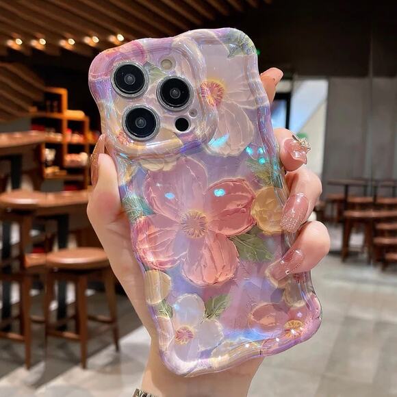 LEMONLIMEBLUE Other - Pink Purple White Floral iPhone 15 Pro Summer Phone Case